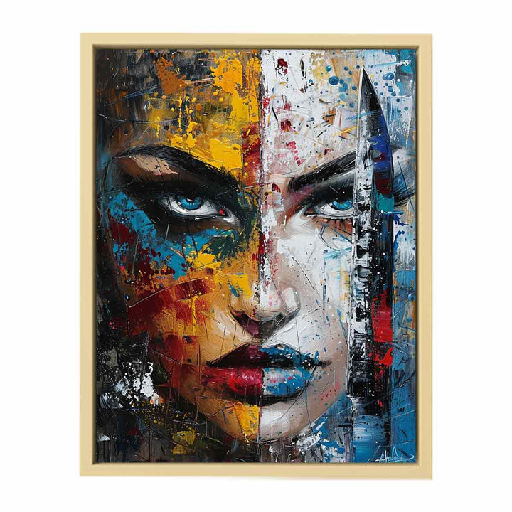 Woman Faces Knife Art Painting