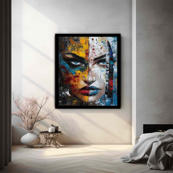 Woman Faces Knife Art Painting