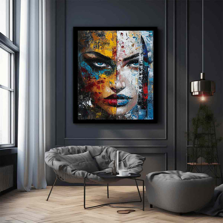 Woman Faces Knife Art Painting