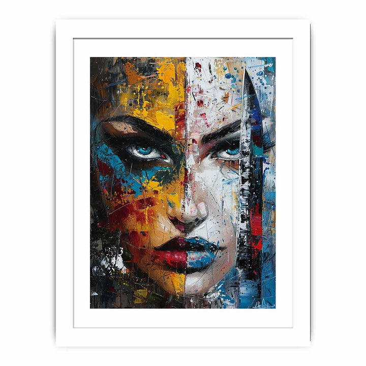 Woman Faces Knife Art Painting