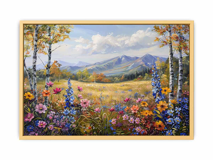 Flowers Landscape Painting   Poster