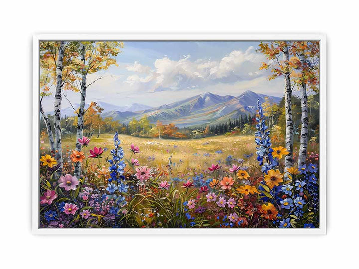 Flowers Landscape Painting  Canvas Print