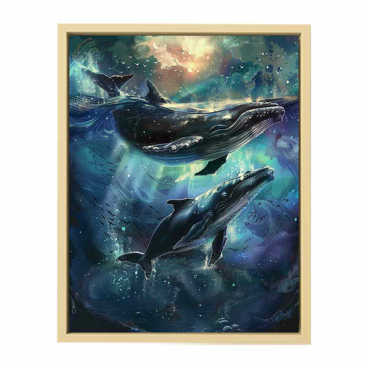 Whale Couple Painting  Framed Print