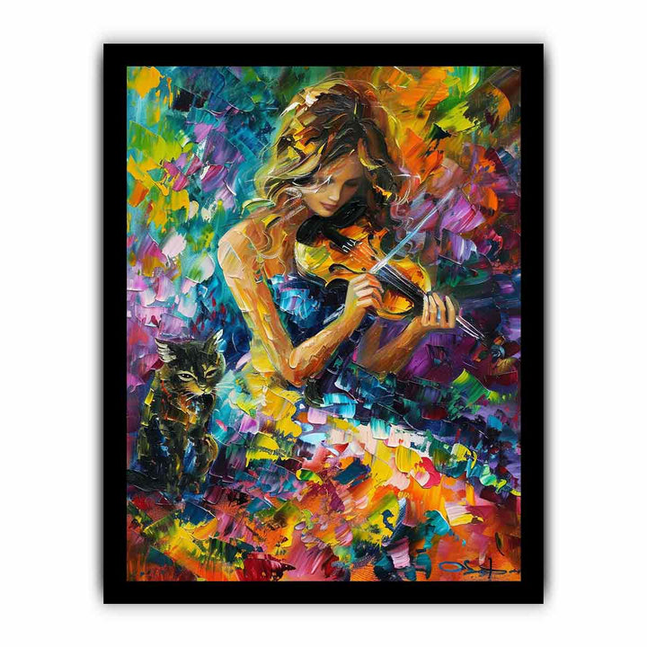 Girl Playing ViolIn Painting