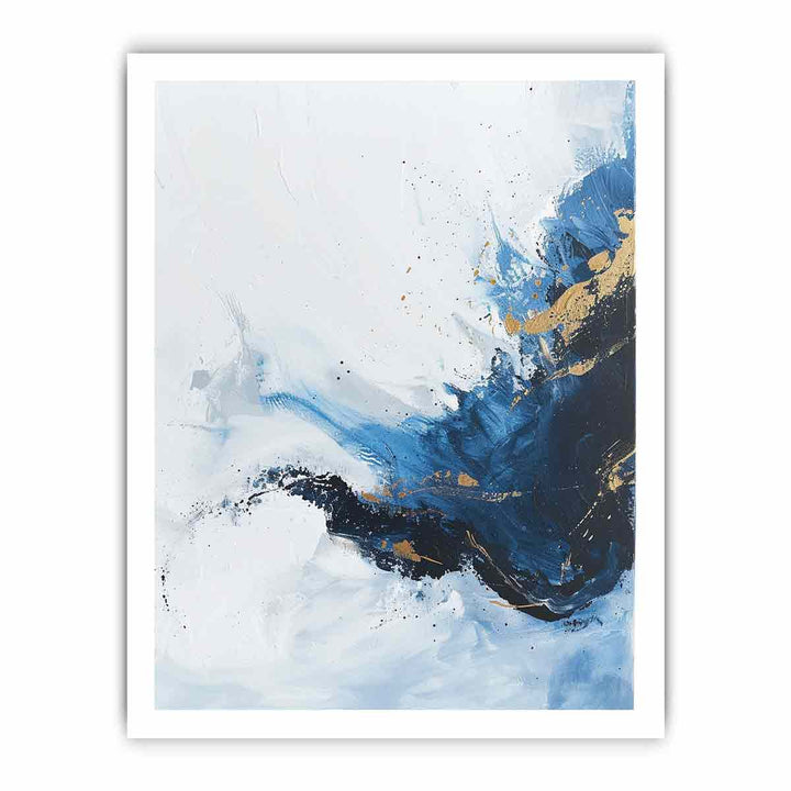 Blue Gold  Waves Painting