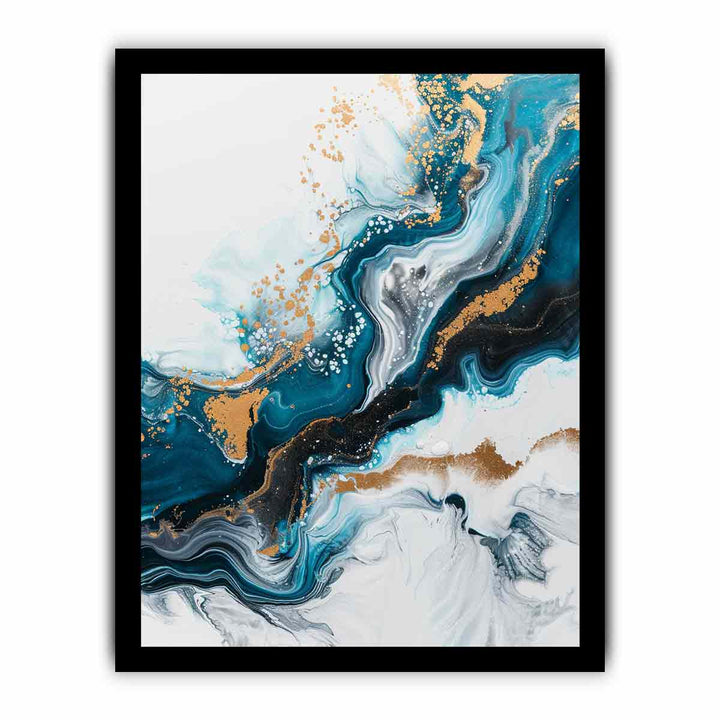 Blue Gold  Waves Painting