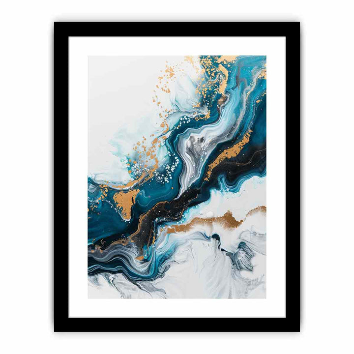 Blue Gold  Waves Painting