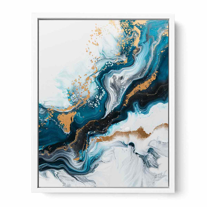 Blue Gold  Waves Painting