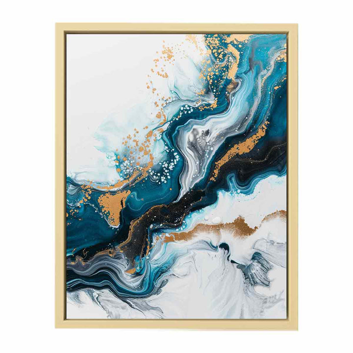 Blue Gold  Waves Painting