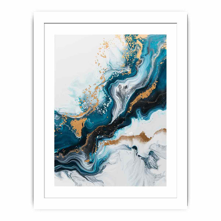 Blue Gold  Waves Painting