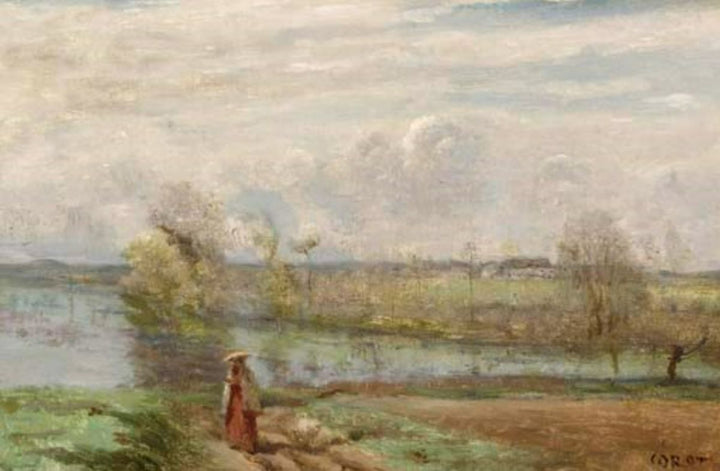 Jeune fille lisant au bord de l'eau 