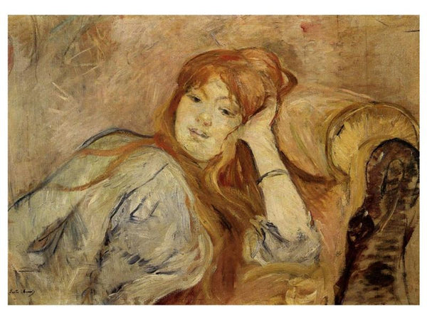 Young Woman Leaning On Her Elbow