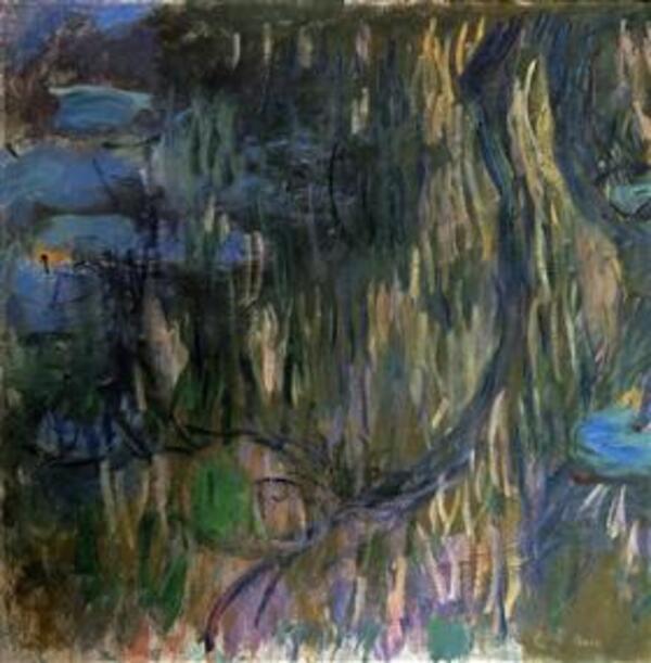 Water-Lilies, Reflections of Weeping Willows (left half) 