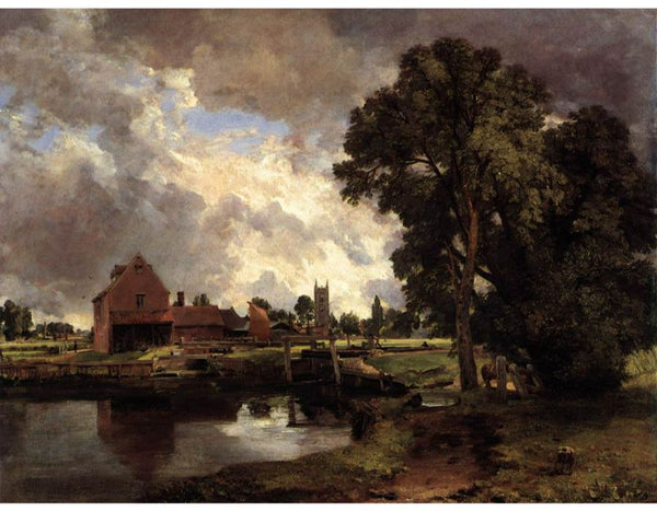 Dedham Lock and Mill c. 1818 Painting by John Constable