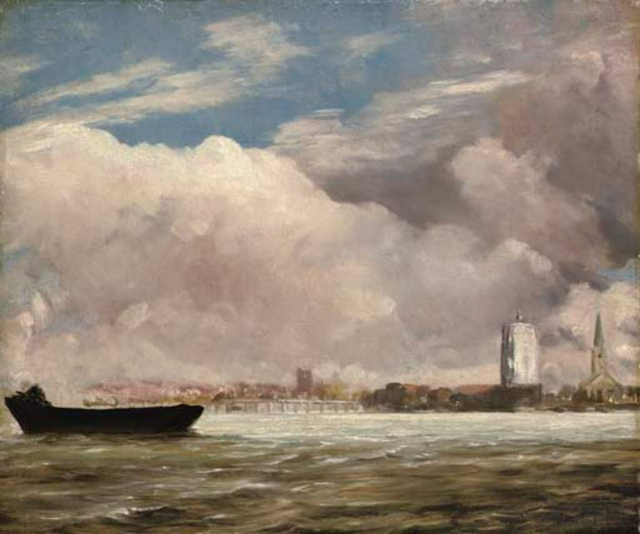 View on the Thames near Battersea Bridge, with Chelsea beyond, London Painting by John Constable