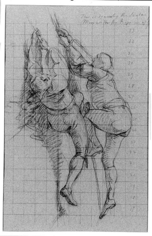 Study for "The Siege of Gibraltar": Figures Scaling Floating Battery; Cannon
