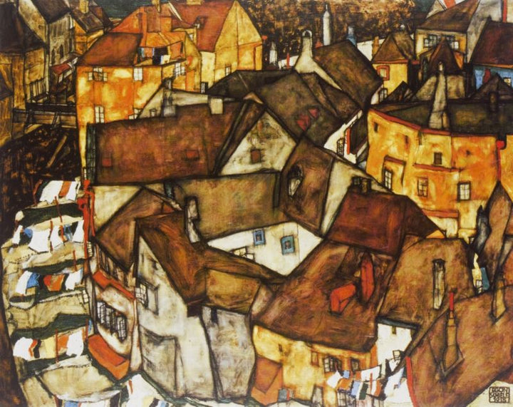 Krumau Town Crescent I Painting by Egon Schiele