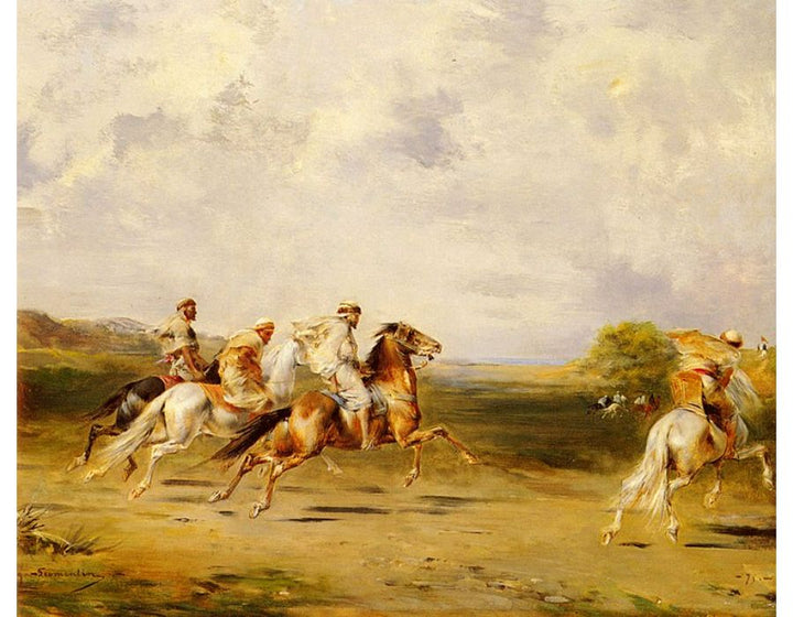 Centaurus Et Centauresses S' Exercant Au Tir De L'Arc (Centaurs and Centauresses Exercising by Shooting with the Bow) Painting by Eugene Fromentin