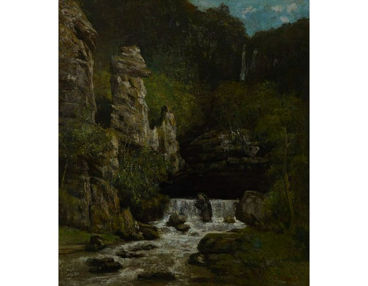 Waterfall in the Ornans Rocks Painting 