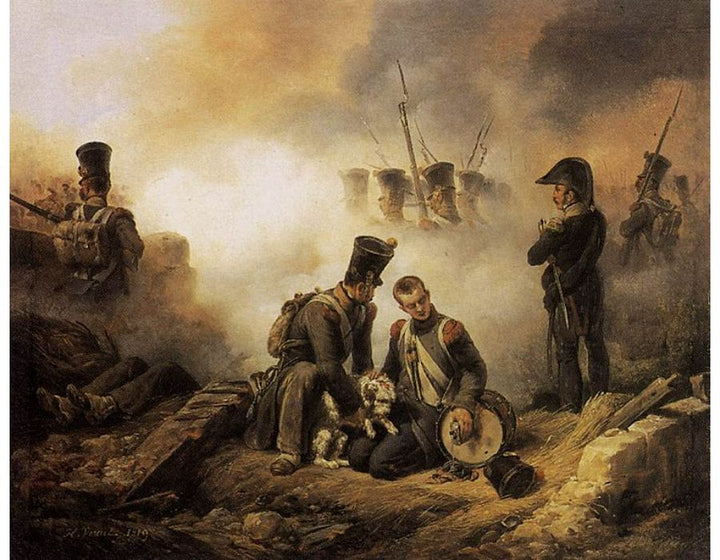 The Dog of the Regiment Wounded 1819 Painting by Horace Vernet