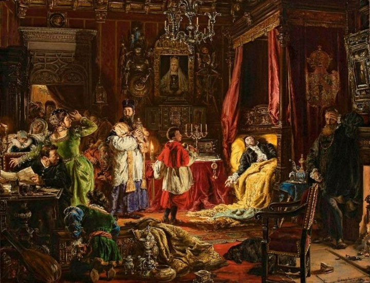 Death of Sigismund Augustus in Knyszyn Painting by Jan Matejko