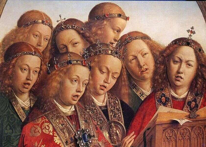 The Ghent Altarpiece- Singing Angels (detail 1) 1427-29 