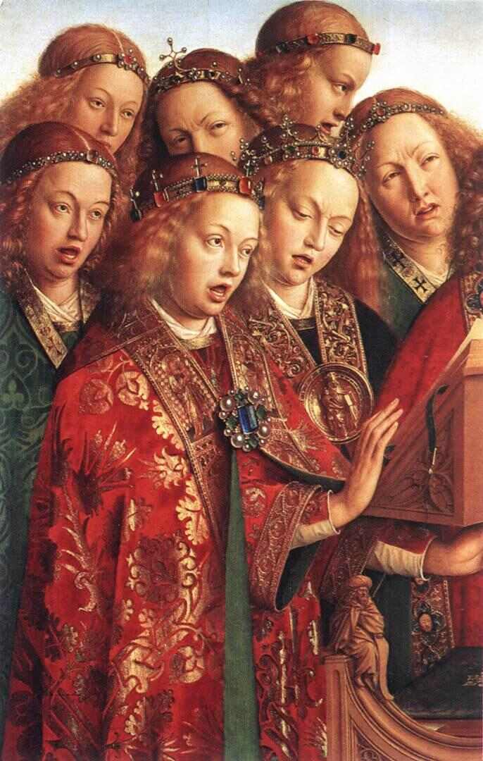 The Ghent Altarpiece- Singing Angels (detail 2) 1427-29 