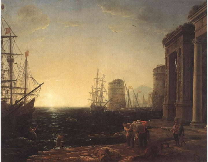 Harbour Scene at Sunset 1643 