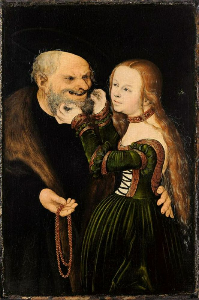 Ill-Matched Couple Young Girl and Old Man 