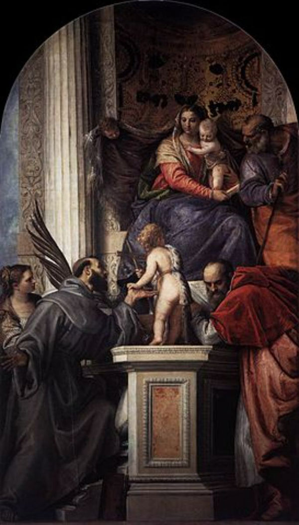 Madonna and Child Enthroned, St. John the Baptist as a Boy, St. Joseph, St. Jerome, St. Justinia and St. Francis 