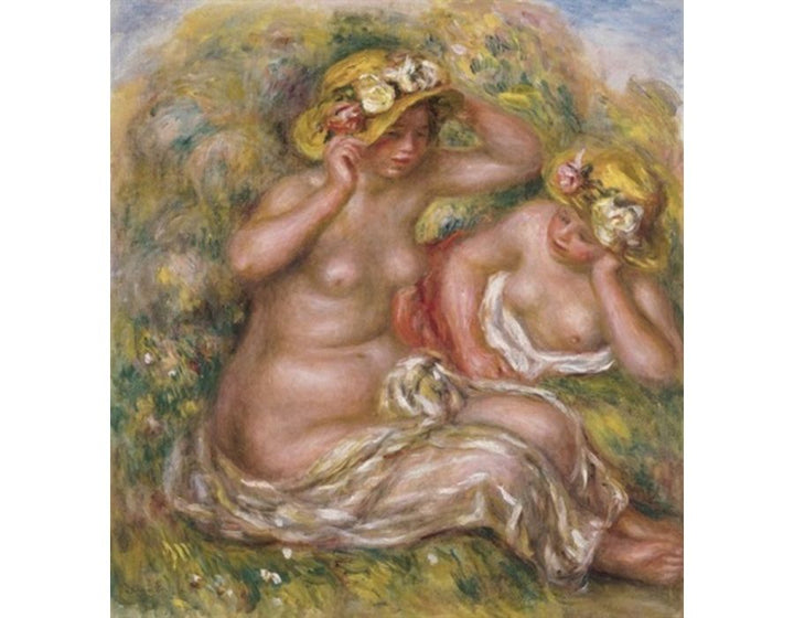 Deux Femmes Avec Des Chapeaux A Fleurs Painting by Pierre Auguste Renoir