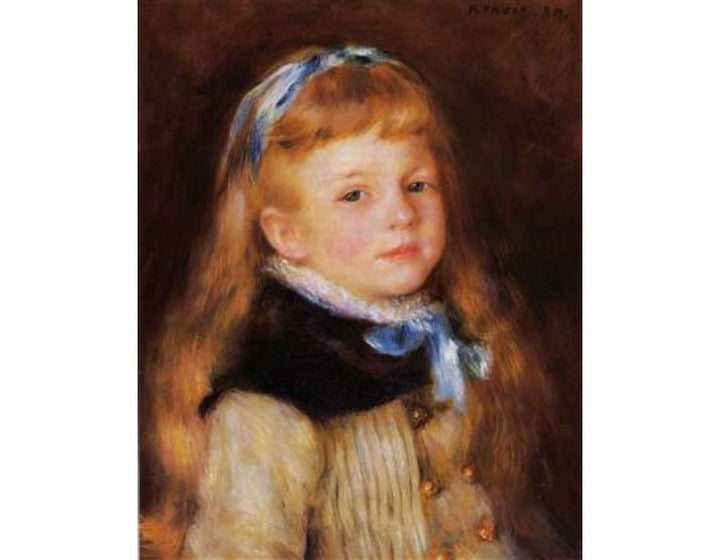 Mademoiselle Grimprel in a Blue Ribbon Painting by Pierre Auguste Renoir