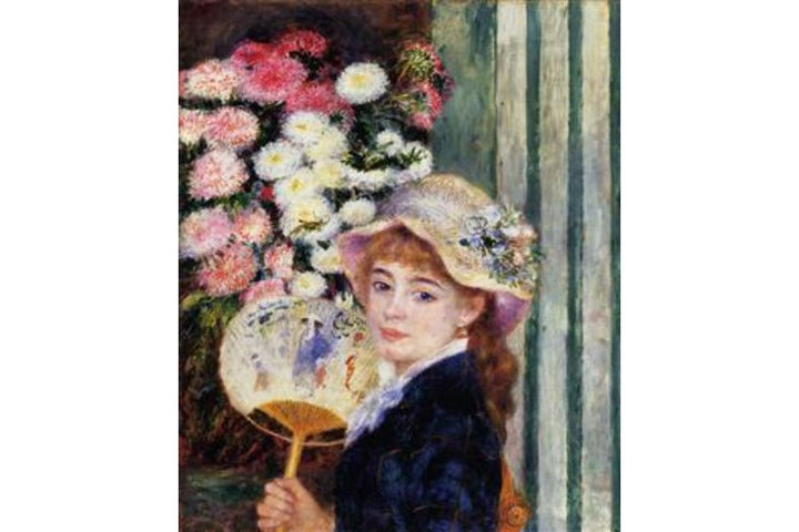 Girl With Fan Painting by Pierre Auguste Renoir