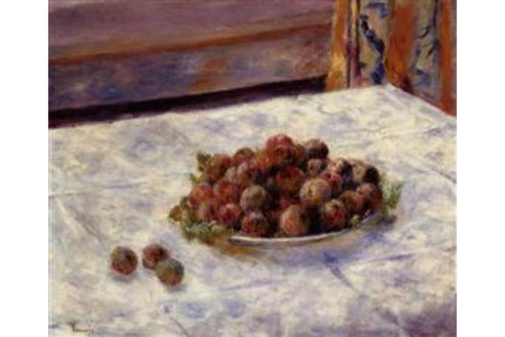 Still Life, a Plate of Plums Painting by Pierre Auguste Renoir