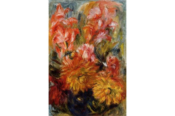 Gladiolas In A Blue Vase Painting by Pierre Auguste Renoir