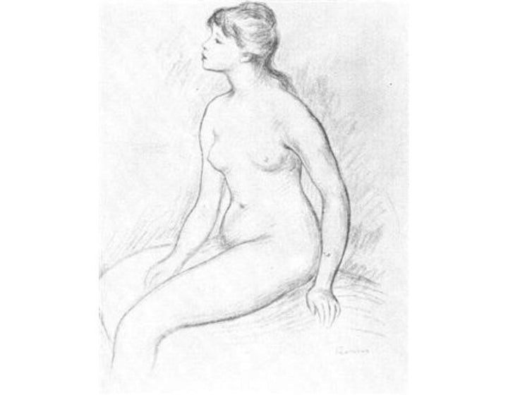 Female Nude Seated Painting by Pierre Auguste Renoir