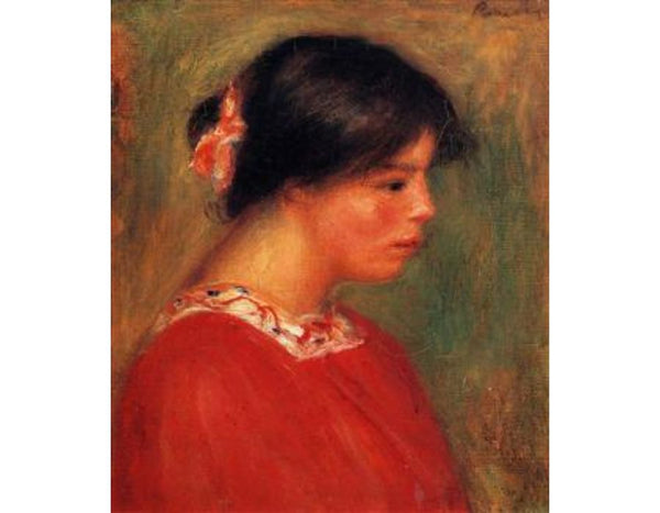 Head Of A Woman In Red Painting Painting by Pierre Auguste Renoir