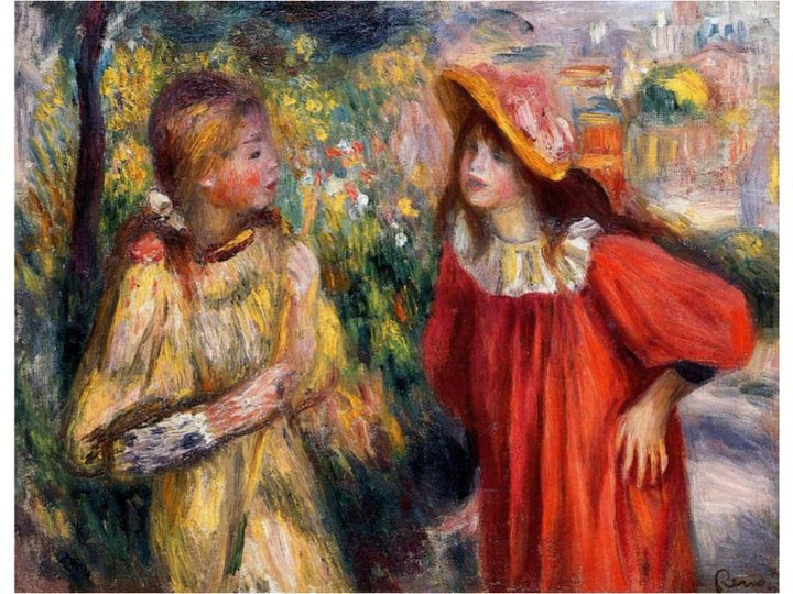 The Conversation Painting by Pierre Auguste Renoir