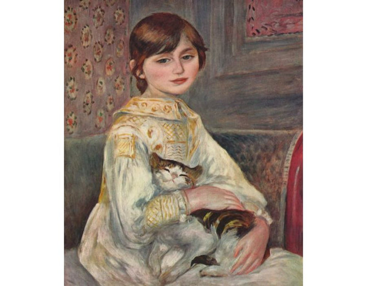 Portrait of Mademoiselle Julie Manet with a cat Painting