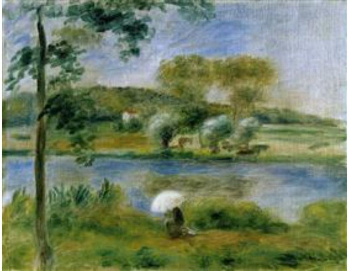 Landscape: Banks of the River Painting by Pierre Auguste Renoir