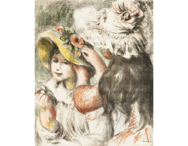 Pinning the Hat Painting by Pierre Auguste Renoir