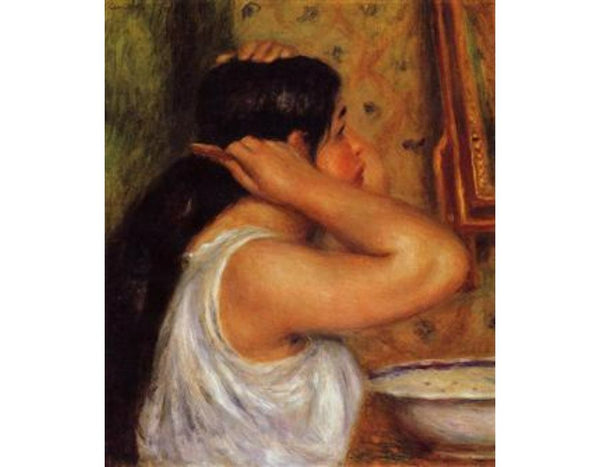 La Toilette Woman Combing Her Hair Painting