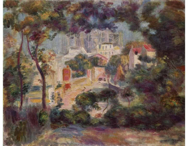 Landscape with view of Sacre-Coeur Painting by Pierre Auguste Renoir