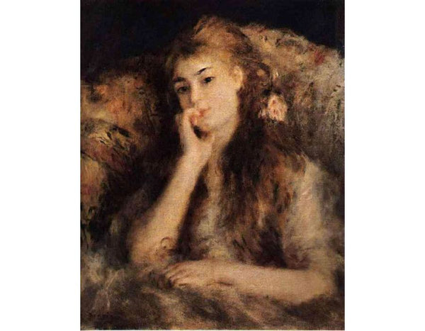 Portrait of a girl (in thought) by Pierre Auguste Renoir