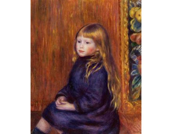 Seated Child In A Blue Dress by Pierre Auguste Renoir