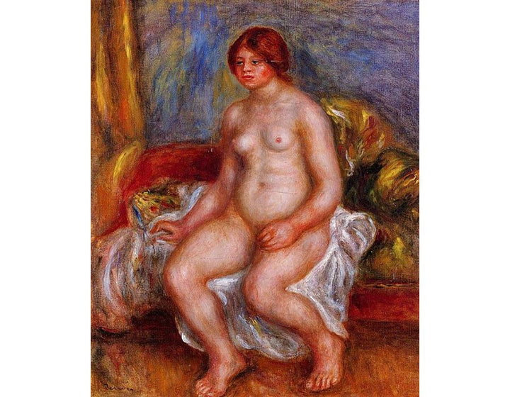 Nude Woman on Green Cushions by Pierre Auguste Renoir