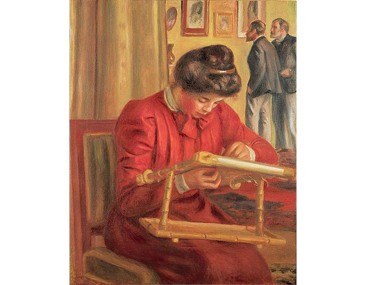 Christine Lerolle Embroidering
 by Pierre Auguste Renoir