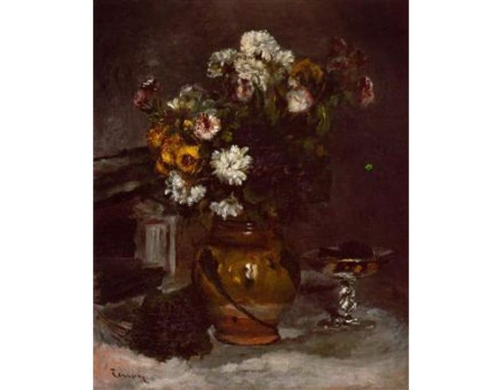 Flowers In A Vase And A Glass Of Champagne
 by Pierre Auguste Renoir