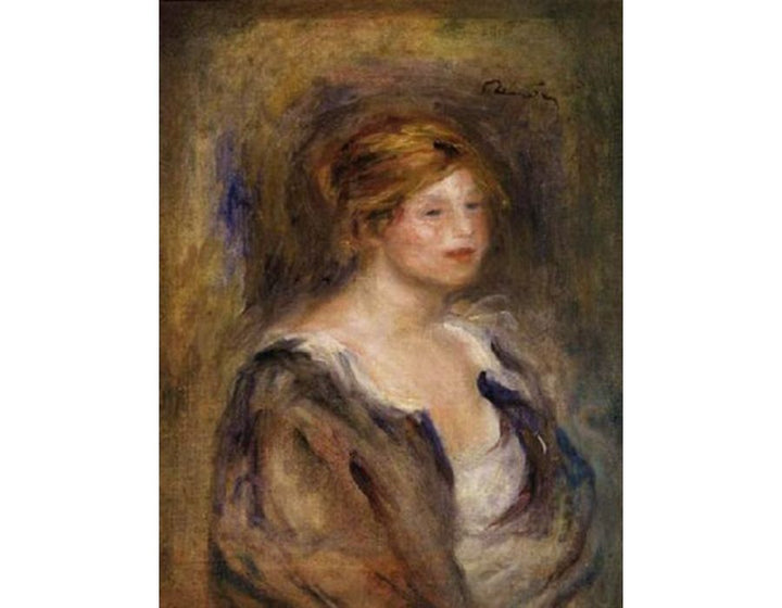 Jeune Fille En Bleu (Tete De Femme Blonde) by Pierre Auguste Renoir