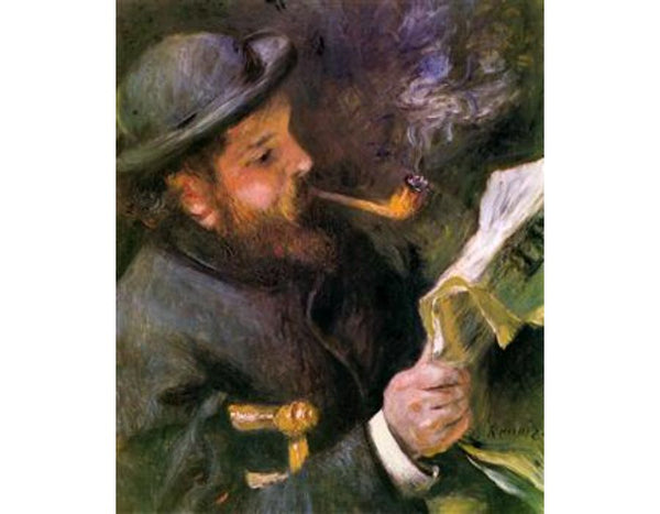 Claude Monet Reading A Newspaper by Pierre Auguste Renoir